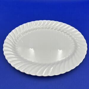 Johnson Brothers Snow White Regency Swirl‎ Platter England Ironstone 12” X 9.5”